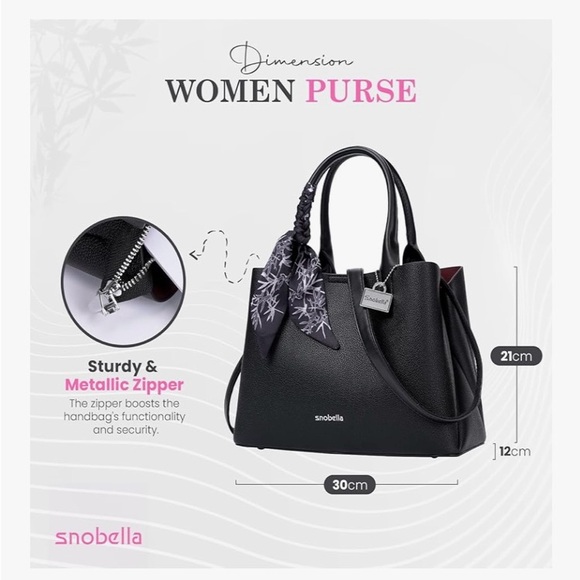 Crossbody Handbag Shoulder Tote Purse Black - Picture 5 of 9